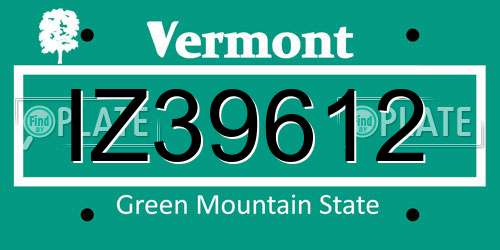 IZ39612 Vermont License Plate