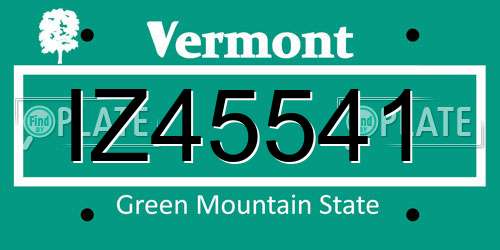 IZ45541 Vermont License Plate