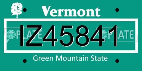 IZ45841 Vermont License Plate