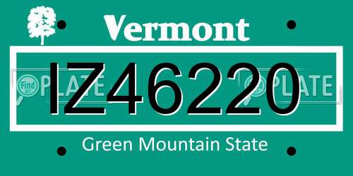 IZ46220 Vermont License Plate
