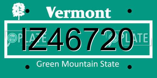 IZ46720 Vermont License Plate