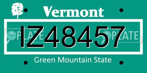 IZ48457 Vermont License Plate