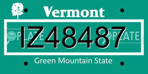 IZ48487 Vermont License Plate