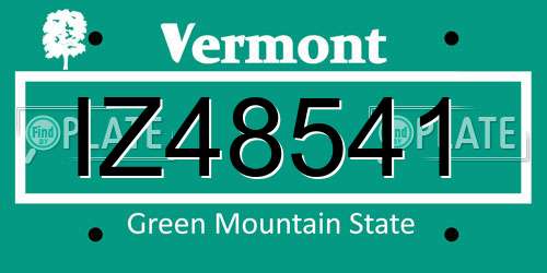 IZ48541 Vermont License Plate
