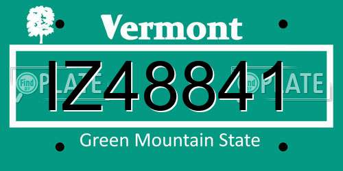 IZ48841 Vermont License Plate