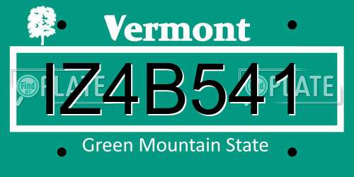 IZ4B541 Vermont License Plate