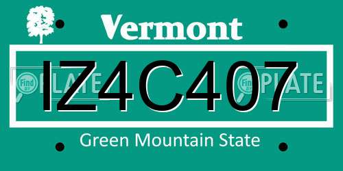 IZ4C407 Vermont License Plate