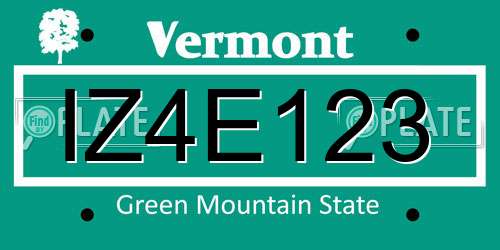 IZ4E123 Vermont License Plate