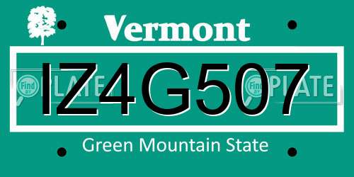 IZ4G507 Vermont License Plate