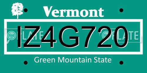 IZ4G720 Vermont License Plate
