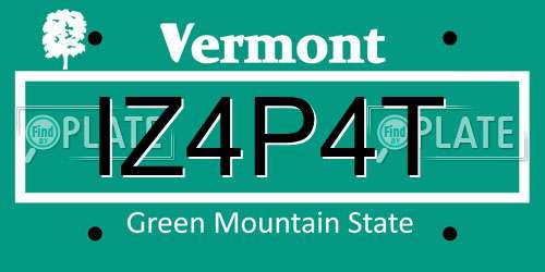 IZ4P4T Vermont License Plate