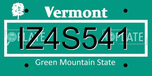 IZ4S541 Vermont License Plate