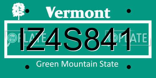 IZ4S841 Vermont License Plate
