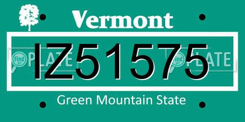 IZ51575 Vermont License Plate