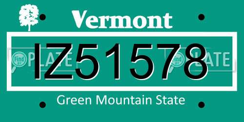 IZ51578 Vermont License Plate