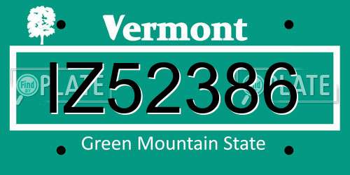 IZ52386 Vermont License Plate