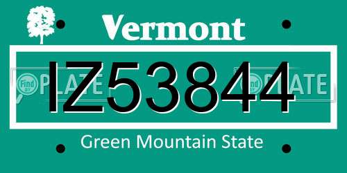 IZ53844 Vermont License Plate
