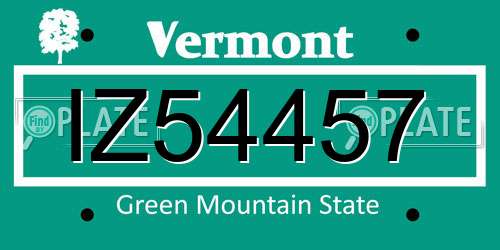 IZ54457 Vermont License Plate