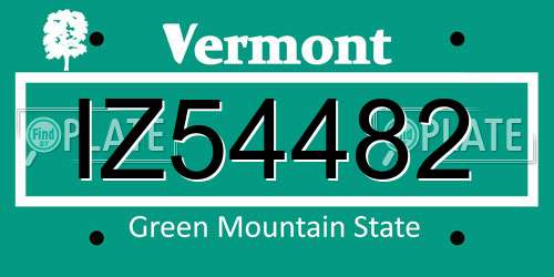 IZ54482 Vermont License Plate
