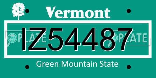 IZ54487 Vermont License Plate