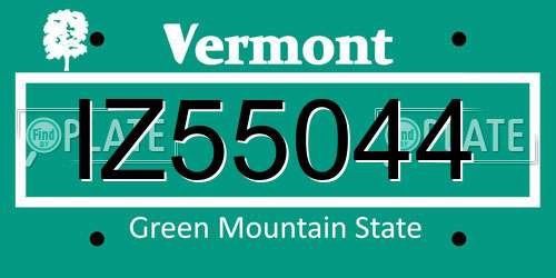 IZ55044 Vermont License Plate