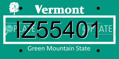 IZ55401 Vermont License Plate