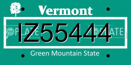 IZ55444 Vermont License Plate