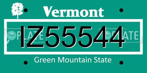 IZ55544 Vermont License Plate