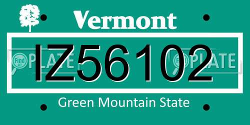 IZ56102 Vermont License Plate