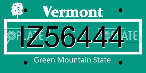 IZ56444 Vermont License Plate