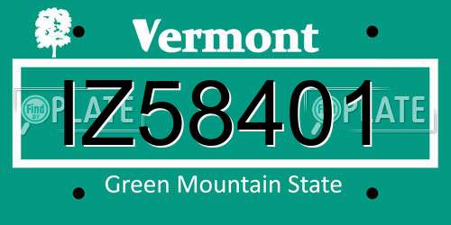 IZ58401 Vermont License Plate
