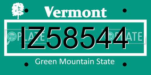 IZ58544 Vermont License Plate