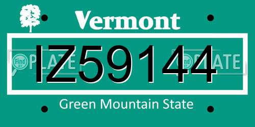 IZ59144 Vermont License Plate