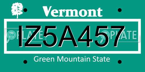 IZ5A457 Vermont License Plate