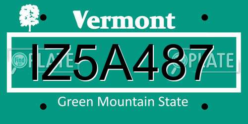 IZ5A487 Vermont License Plate