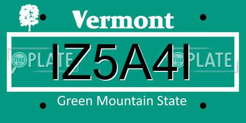 IZ5A4I Vermont License Plate