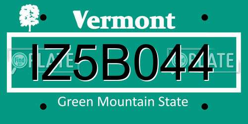 IZ5B044 Vermont License Plate