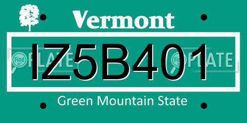 IZ5B401 Vermont License Plate