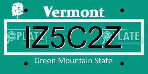 IZ5C2Z Vermont License Plate