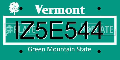 IZ5E544 Vermont License Plate