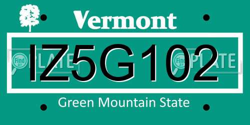 IZ5G102 Vermont License Plate