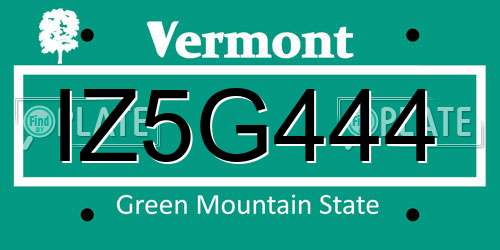 IZ5G444 Vermont License Plate