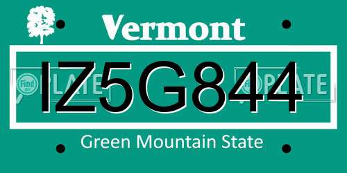 IZ5G844 Vermont License Plate