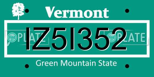 IZ5I352 Vermont License Plate