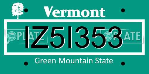 IZ5I353 Vermont License Plate
