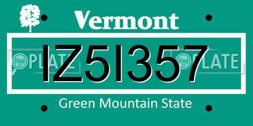 IZ5I357 Vermont License Plate