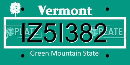 IZ5I382 Vermont License Plate