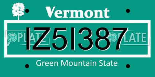 IZ5I387 Vermont License Plate