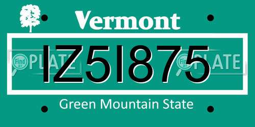 IZ5I875 Vermont License Plate