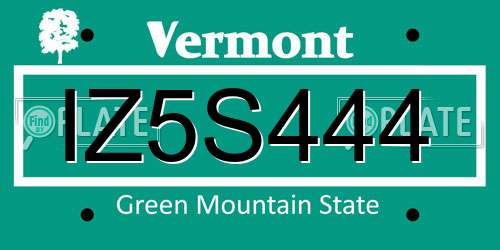 IZ5S444 Vermont License Plate